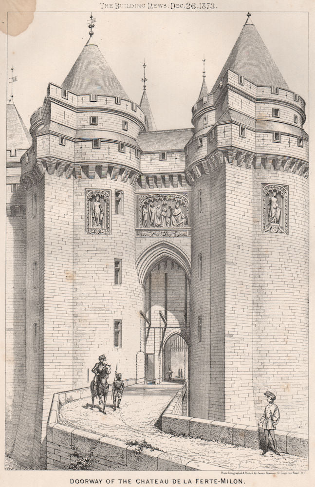 Doorway of the Chateau de la Ferte-Milon. Aisne 1873 old antique print picture